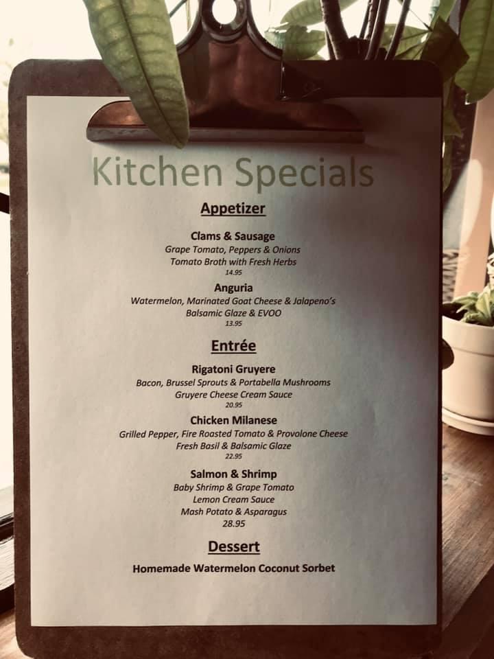 Menu at Nicholas Anthony's Family Kitchen restaurant, West Orange