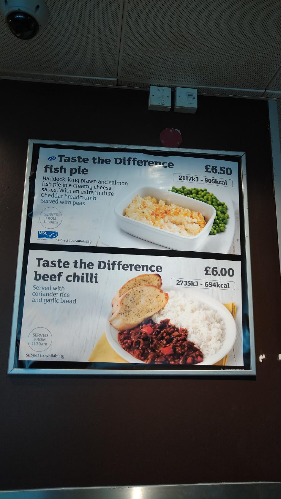 Menu at Sainsbury's Caf cafe, London Colney, Colney Fields Shopping Park