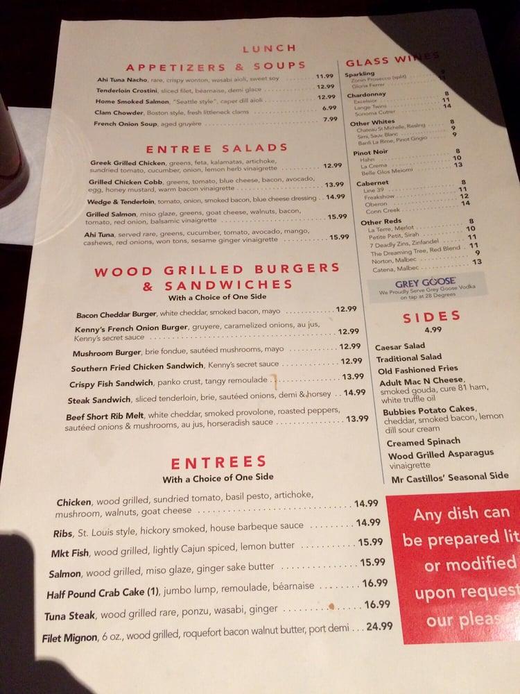 Menu at Kenny's Wood Fired Grill pub & bar, Dallas