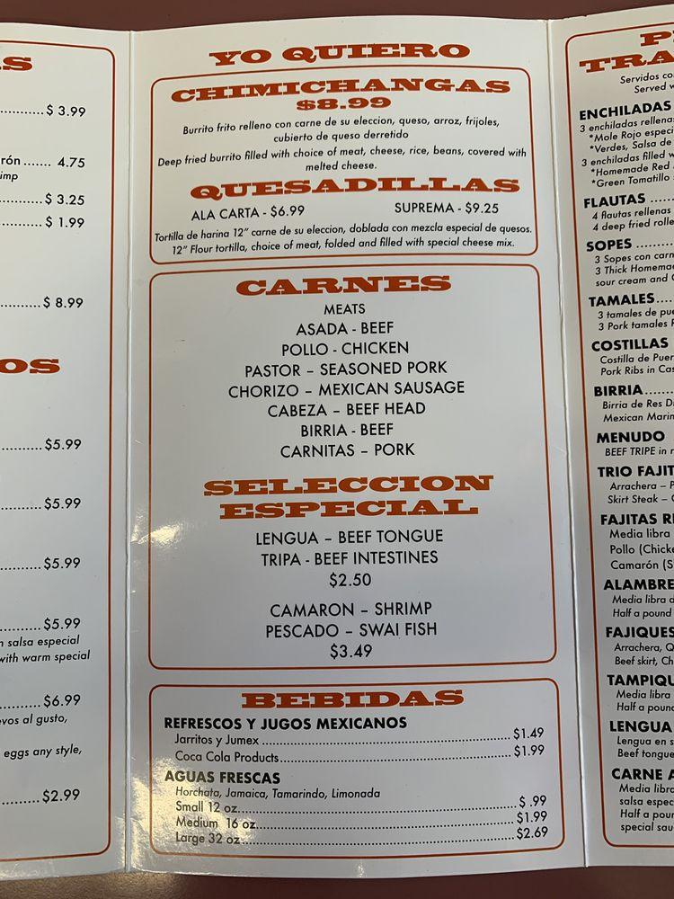 Menu at Motor City Tacos restaurant, Waterford Township