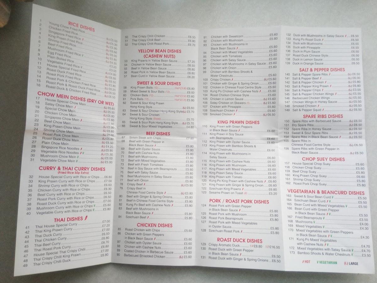 Menu at Chinese Food Centre fast food, Havant