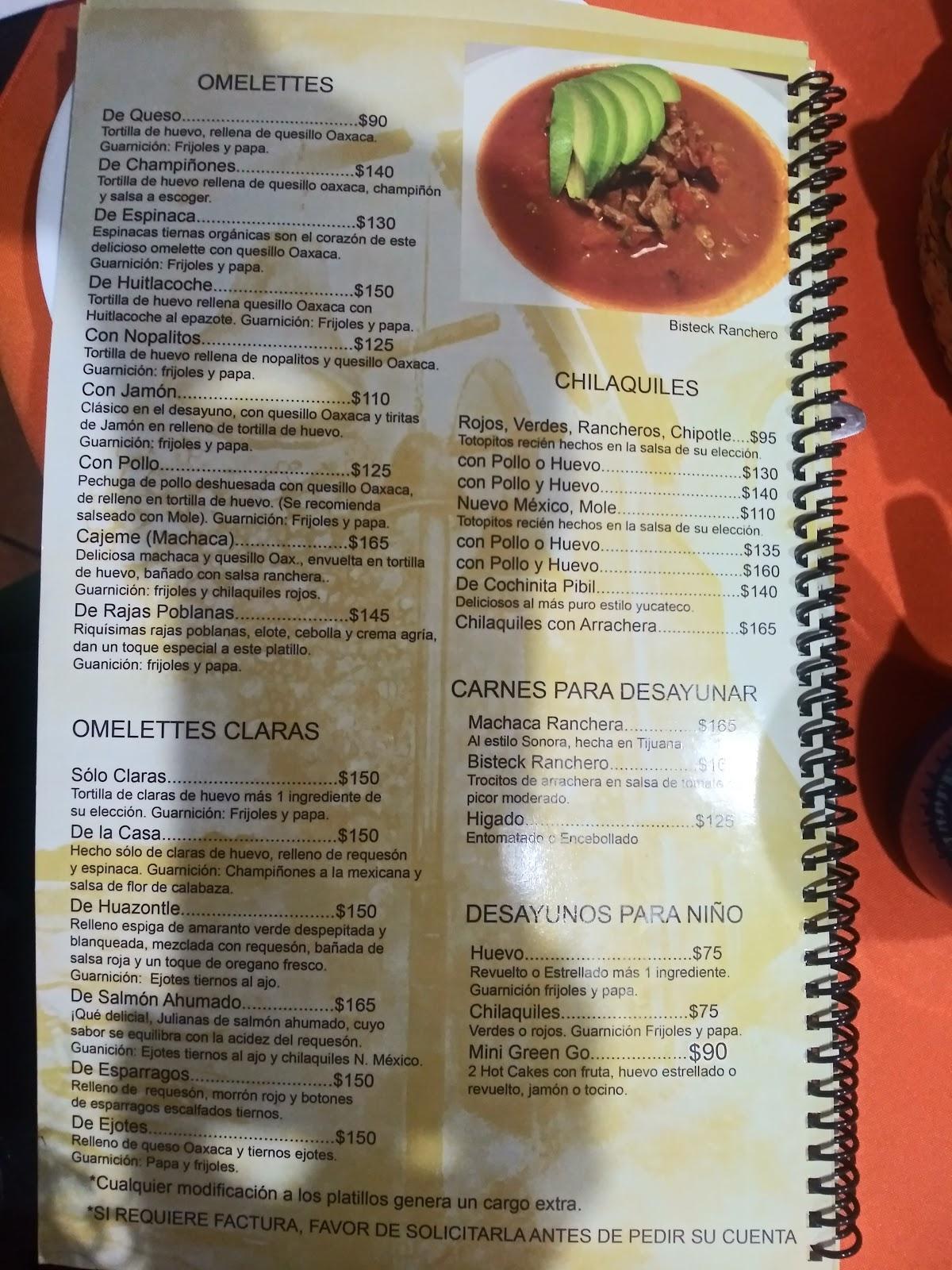 Carta del restaurante Desayunos, Tijuana