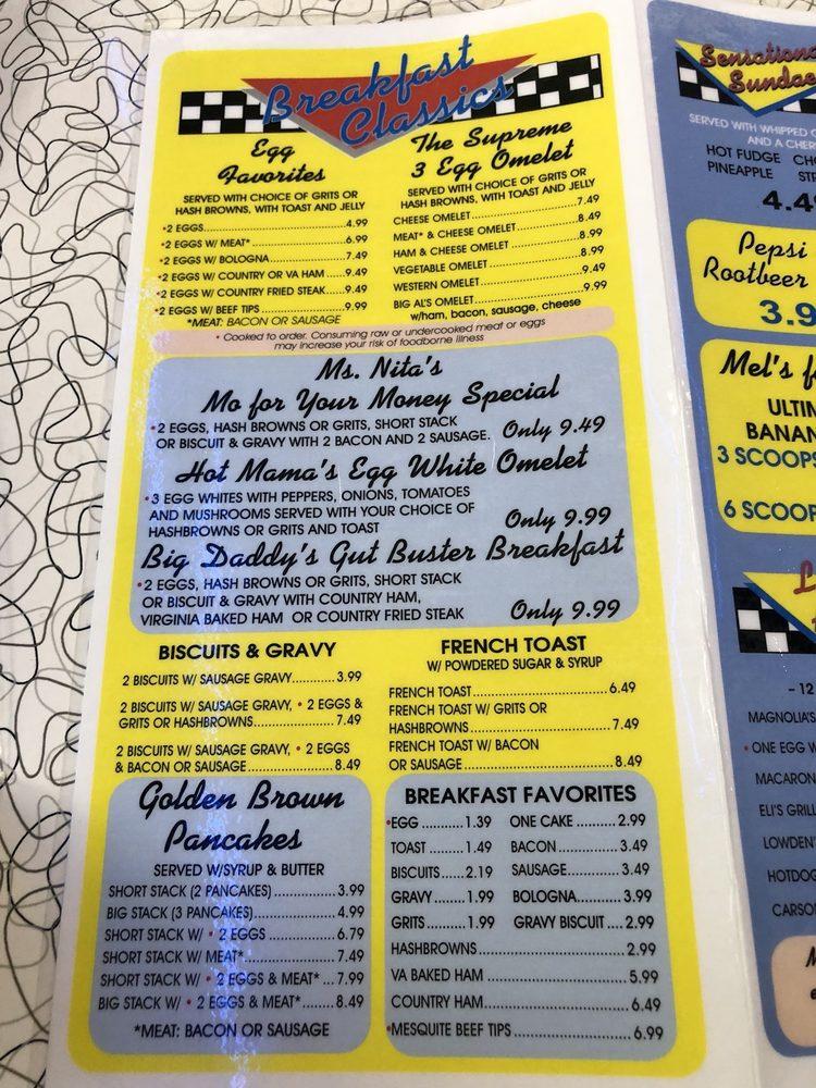 Menu At Mel S Classic Diner Restaurant Pigeon Forge