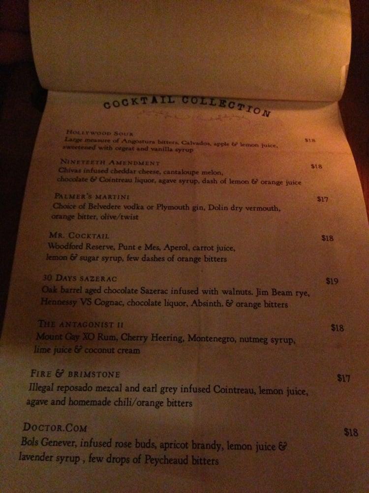Menu at Palmer & Co. pub & bar, Sydney