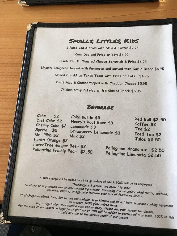 Menu at Oar House Bar & Grill, Pacific City