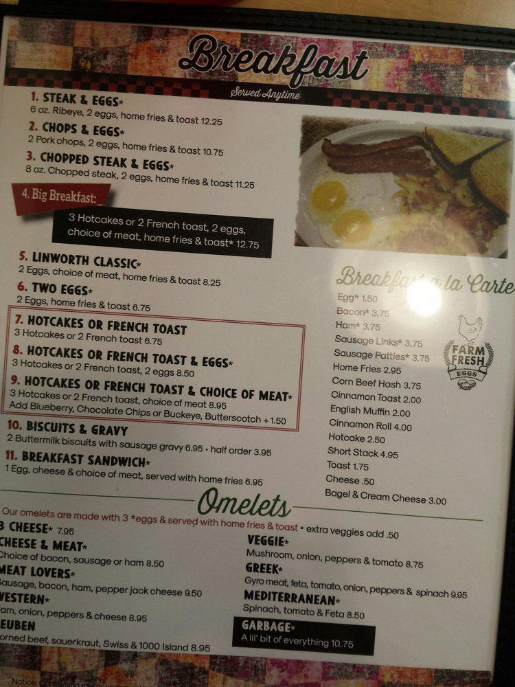 Menu at Linworth Diner restaurant, Worthington