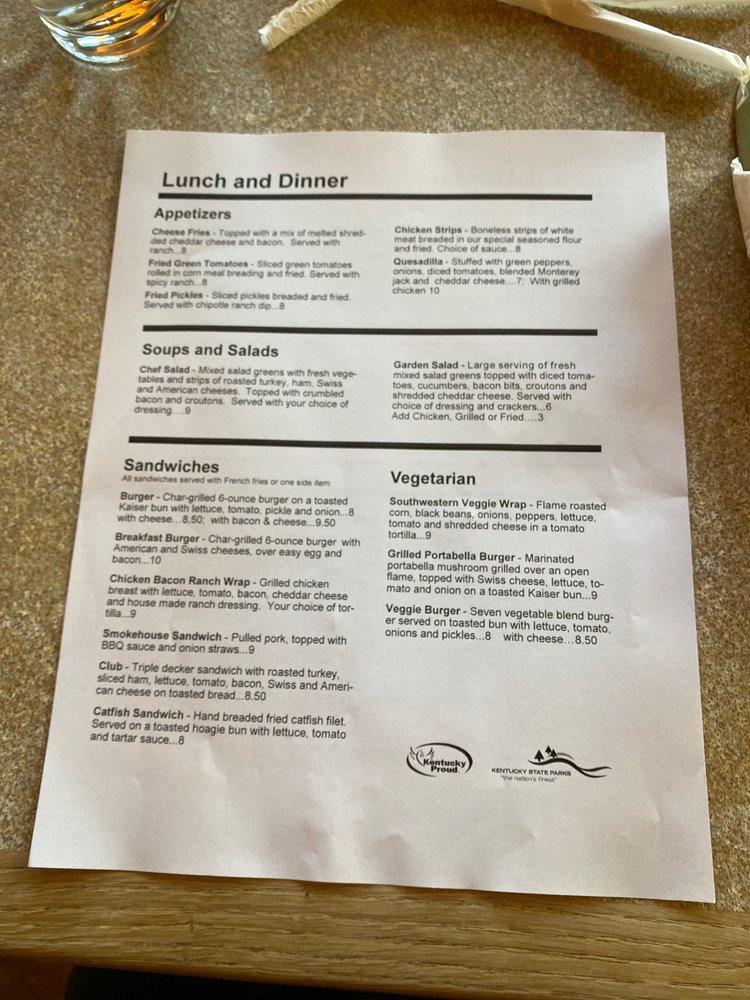 Menu at Sandstone Arches Restaurant, Slade