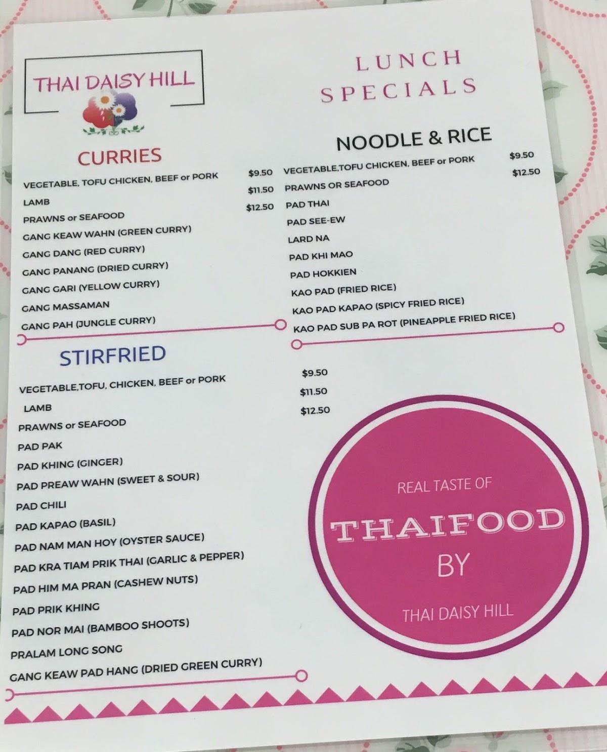 Menu at Thai Daisy Hill Restaurant, Daisy Hill