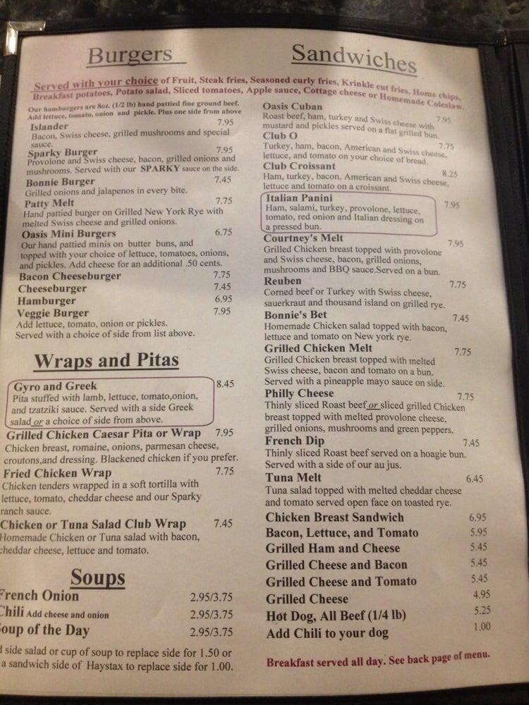 Menu at Oasis Restaurant, Fort Myers, Dr Martin Luther King Jr Blvd