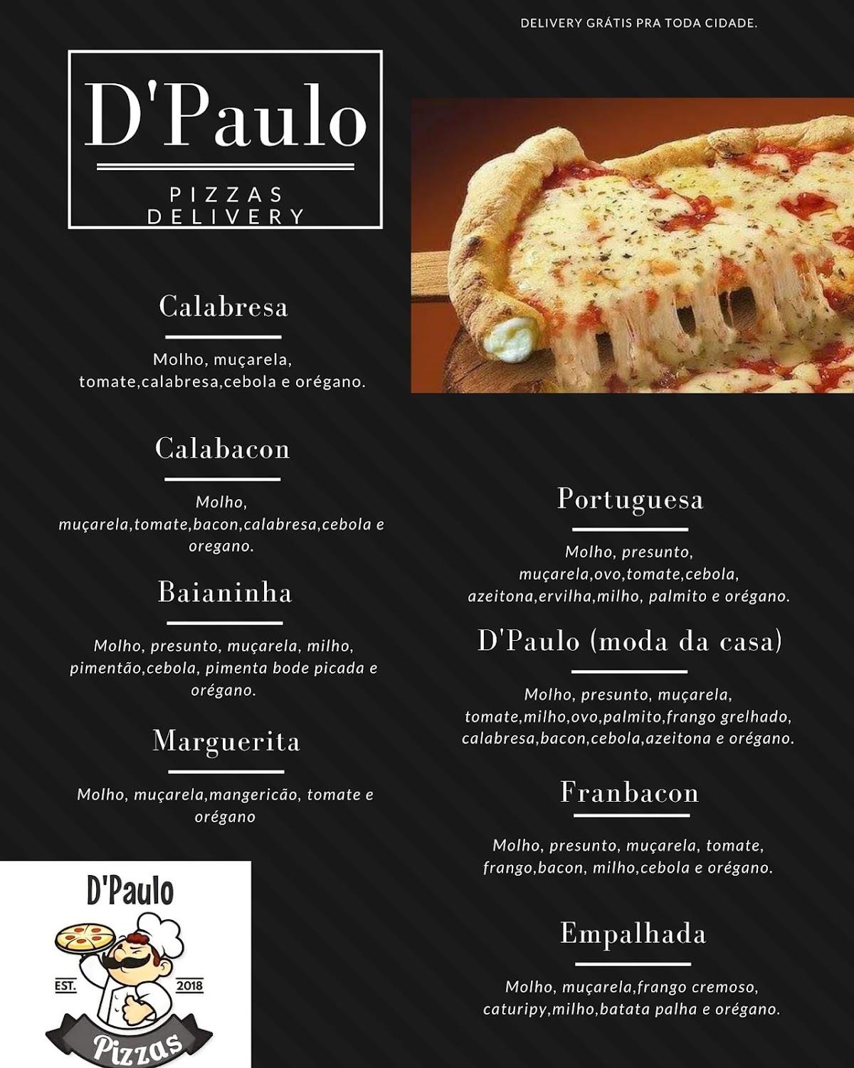 D'Paulo Pizzas Delivery cardápio