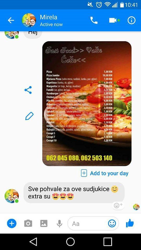 Menu at Fast Food Vaše Ćoše, Zenica