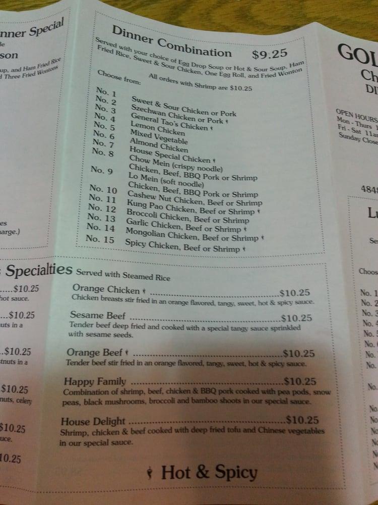 Menu at Golden Jade Restaurant, Ogden