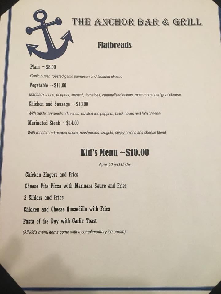 Menu at Wheel and Anchor Restaurant, Gananoque