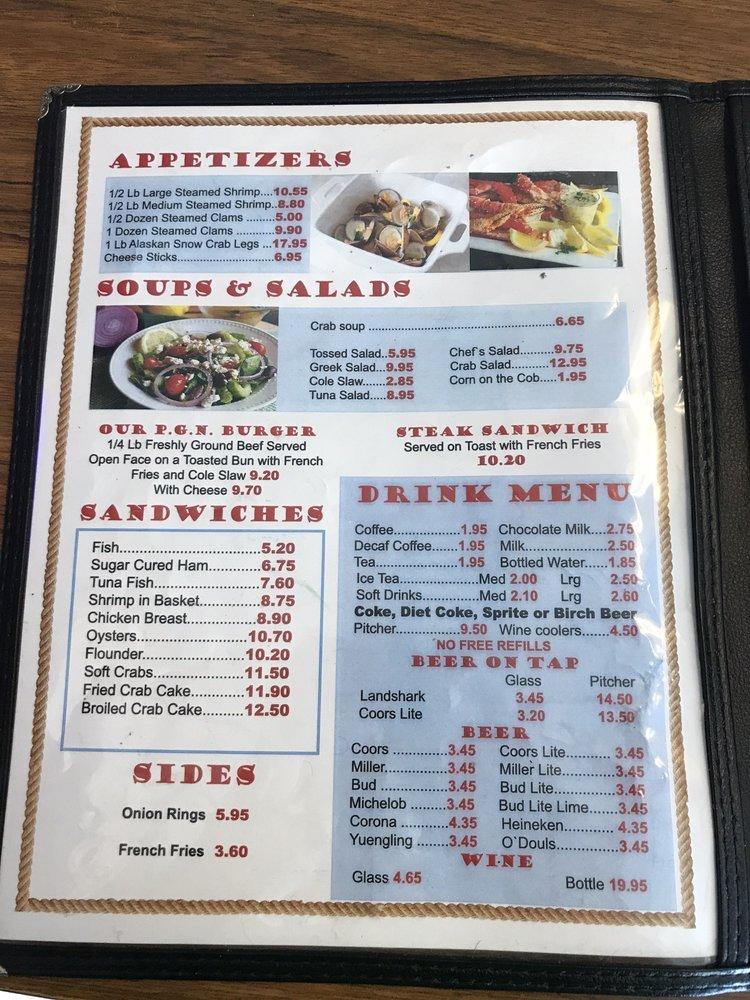 Menu at PGN Crab House restaurant, Ocean City