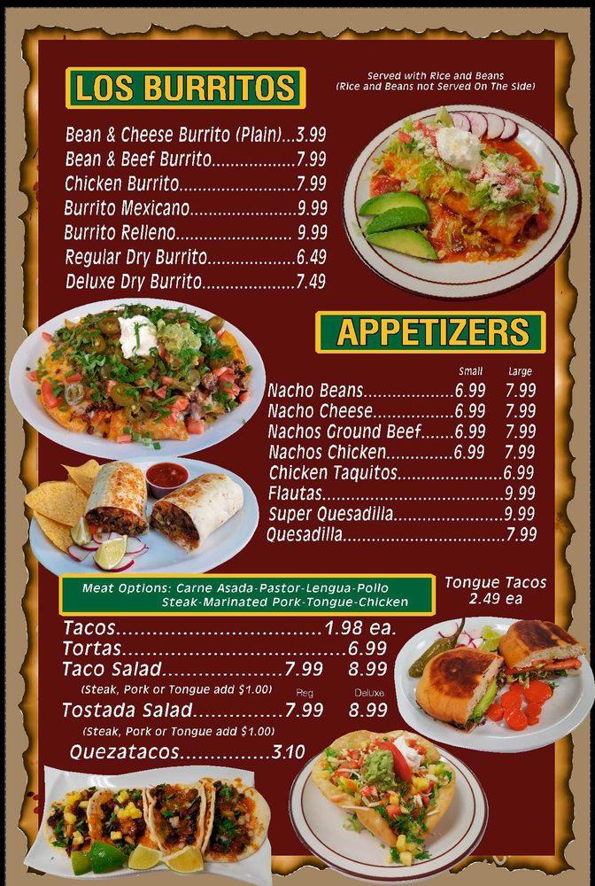 Menu at Tacos El Dorado restaurant, Emmett
