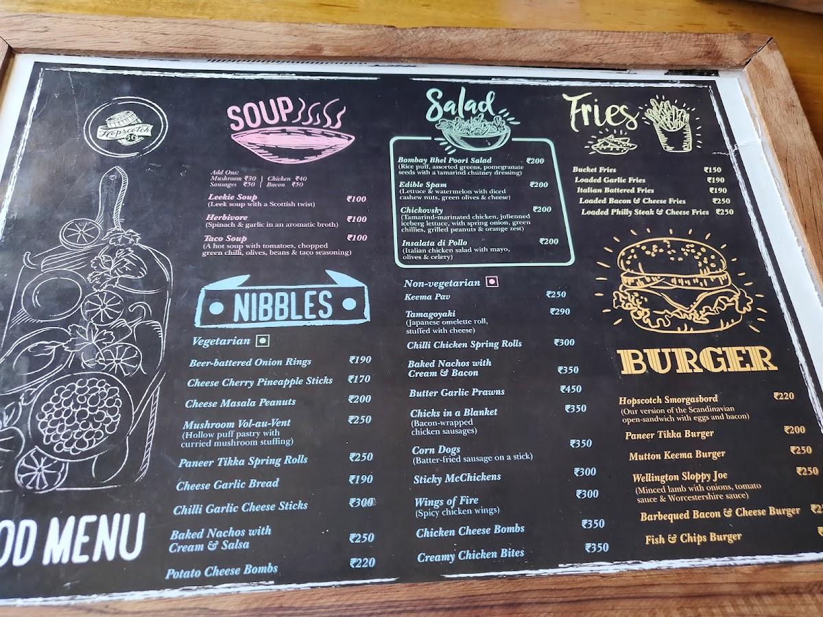 Menu at Hopscotch, Coonoor