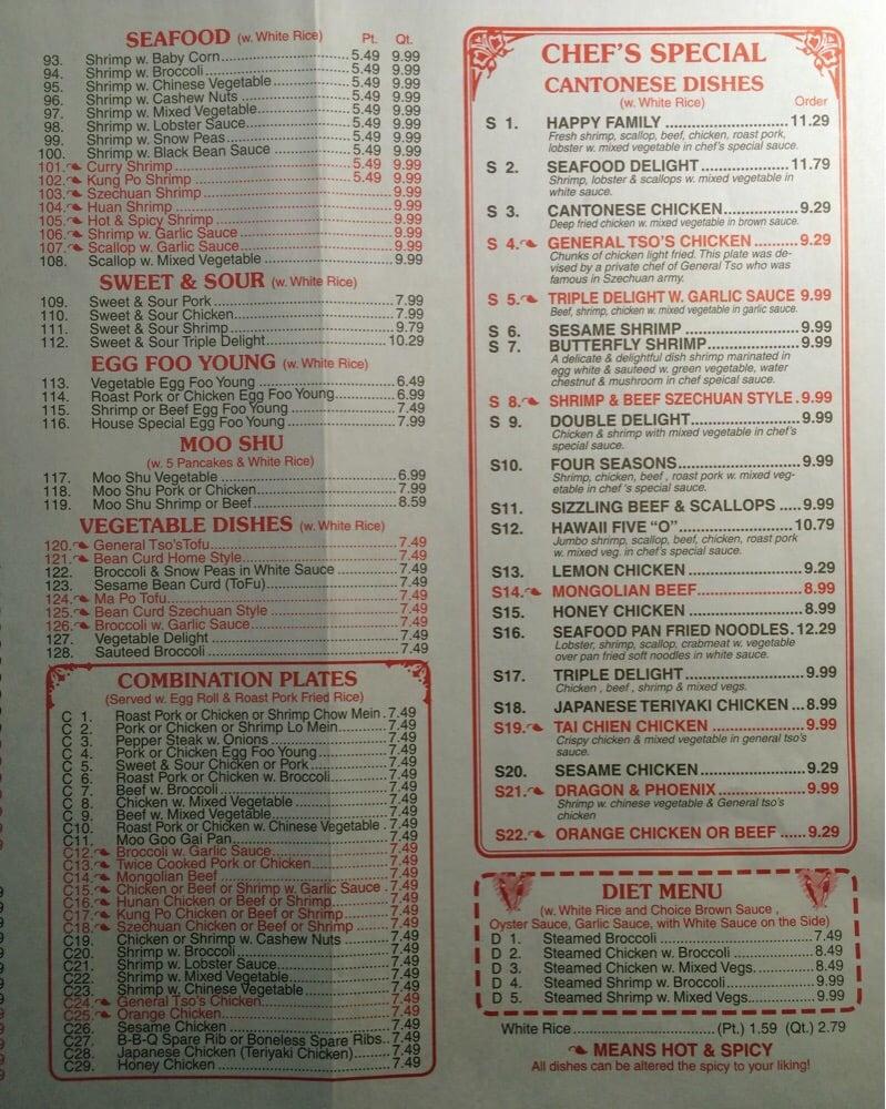 Menu at No.1 China restaurant, Apex