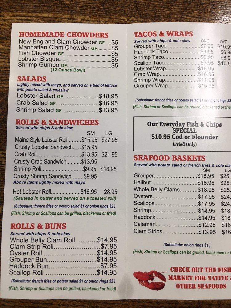 Menu at Doug's Seafood restaurant, Bonita Springs