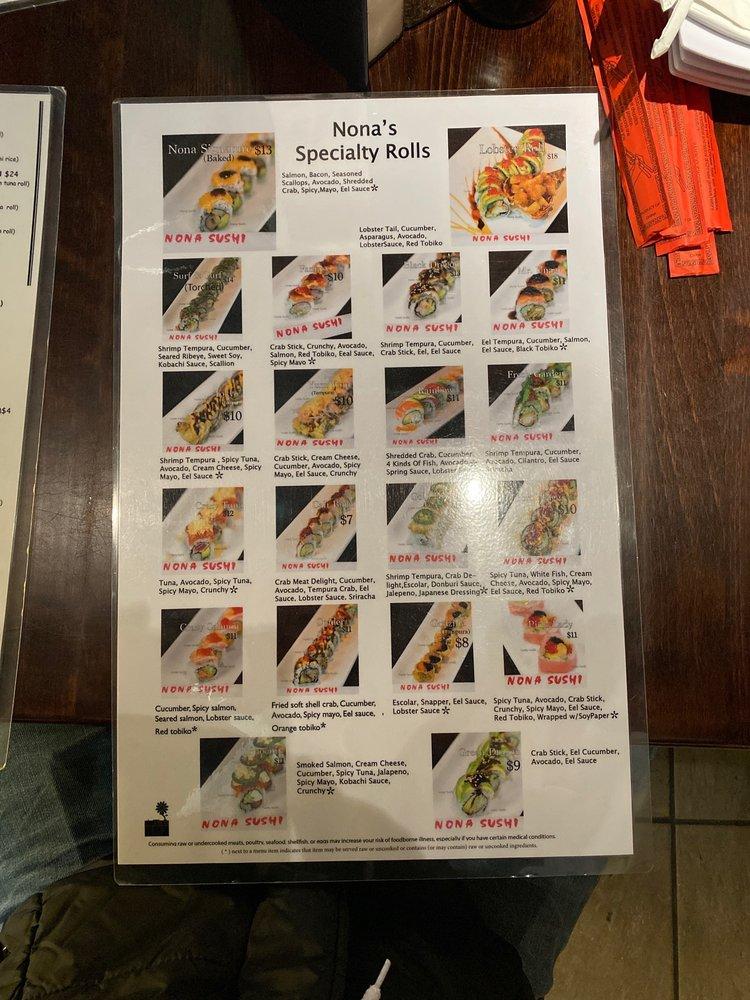 Nona sushi deals menu