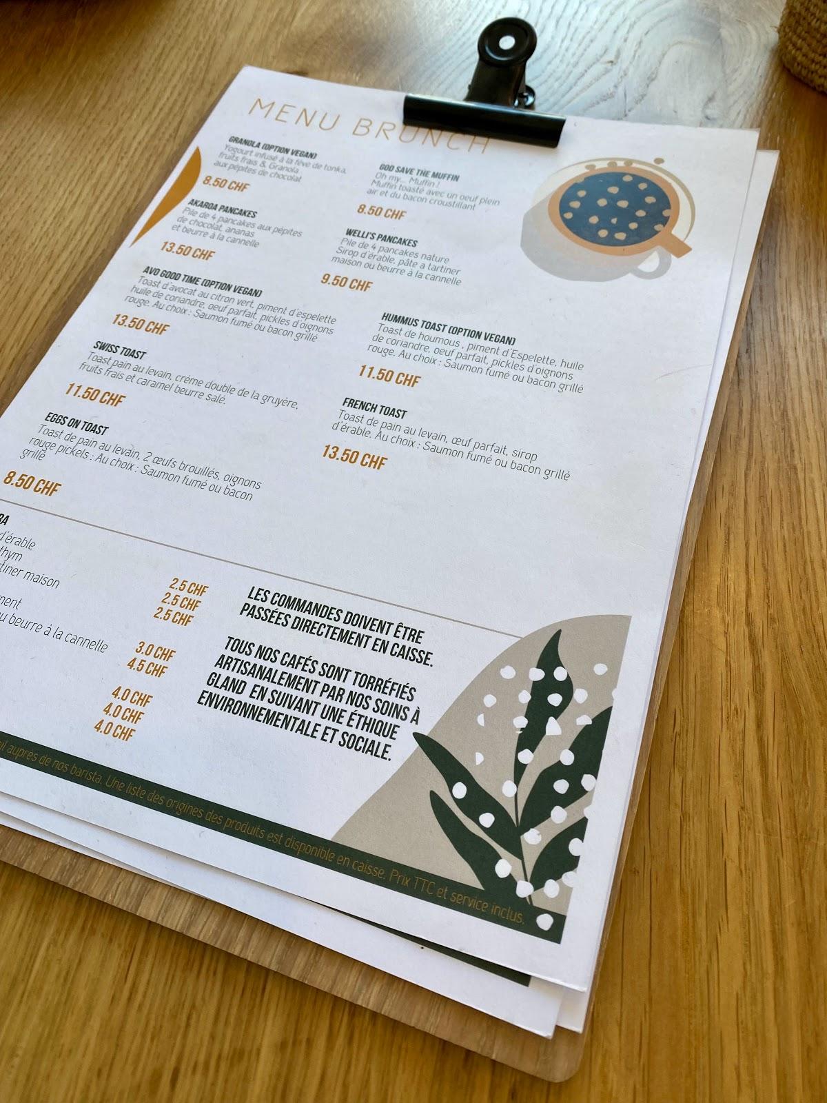 Carta de Utopia Coffee (St Jean), Ginebra