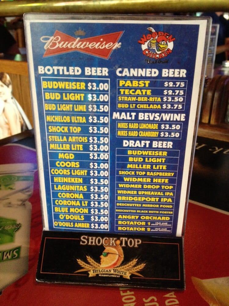 Menu at Wooden Chicken Pub, Portland