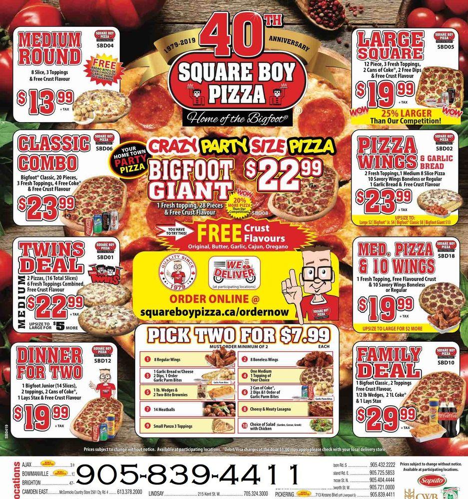 Menu at Square Boy Pizza pizzeria, Pickering, 713 Krosno Blvd