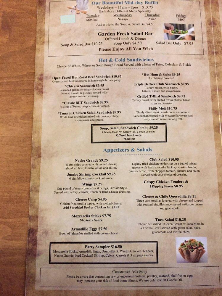 Menu at Hogan Restaurant, Tuba City