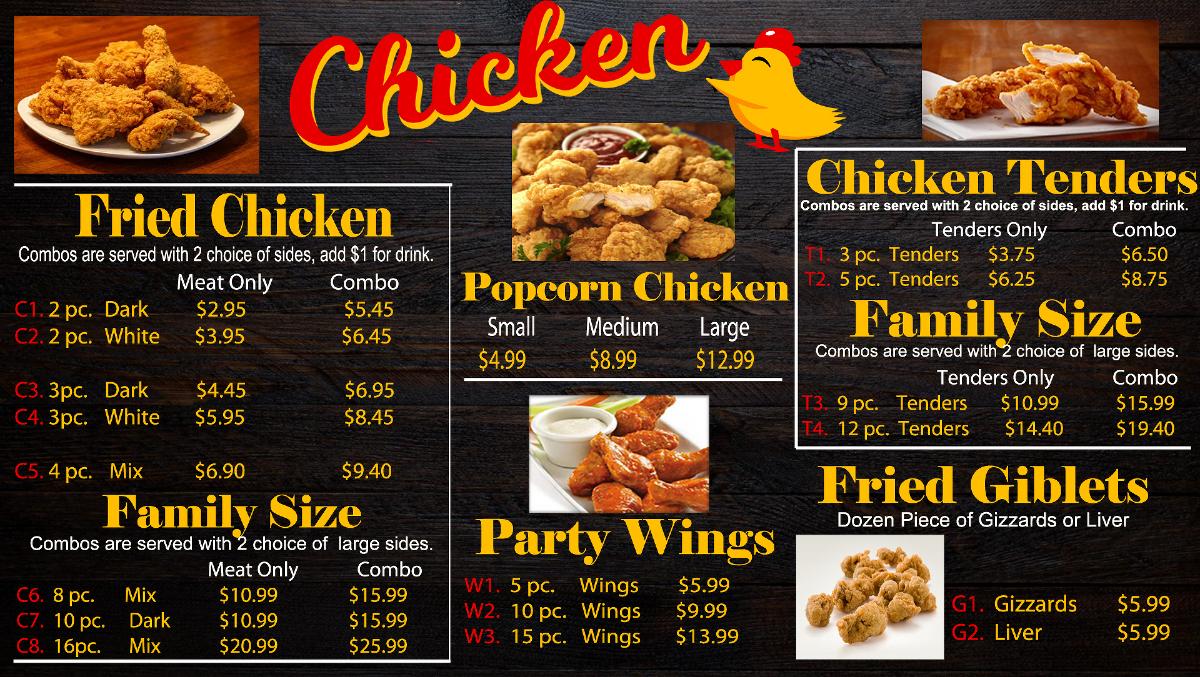 Menu at The Chicken Shop restaurant, Santee