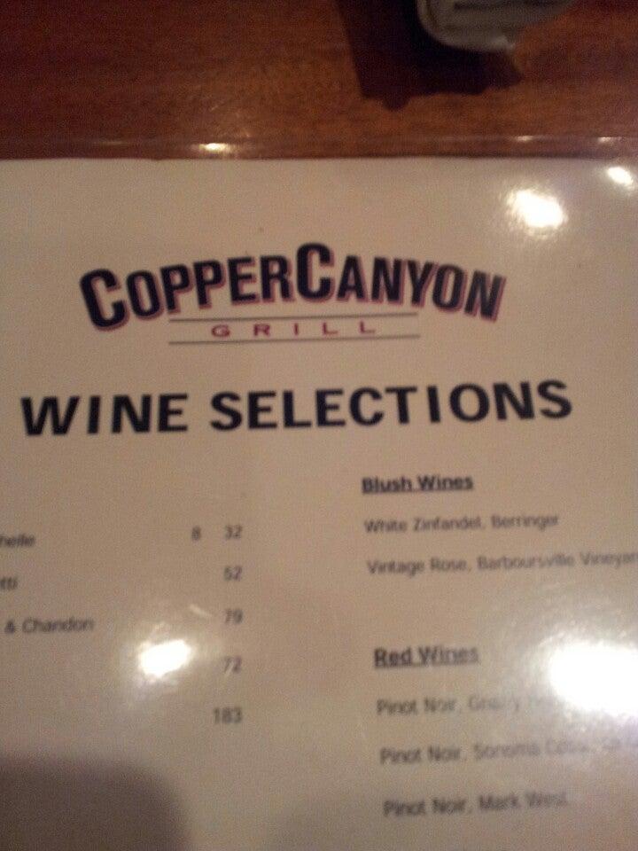 Menu at Copper Canyon Grill pub & bar, Gaithersburg