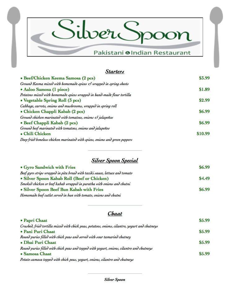 Menu at Silver Spoon Restaurant, Brandon