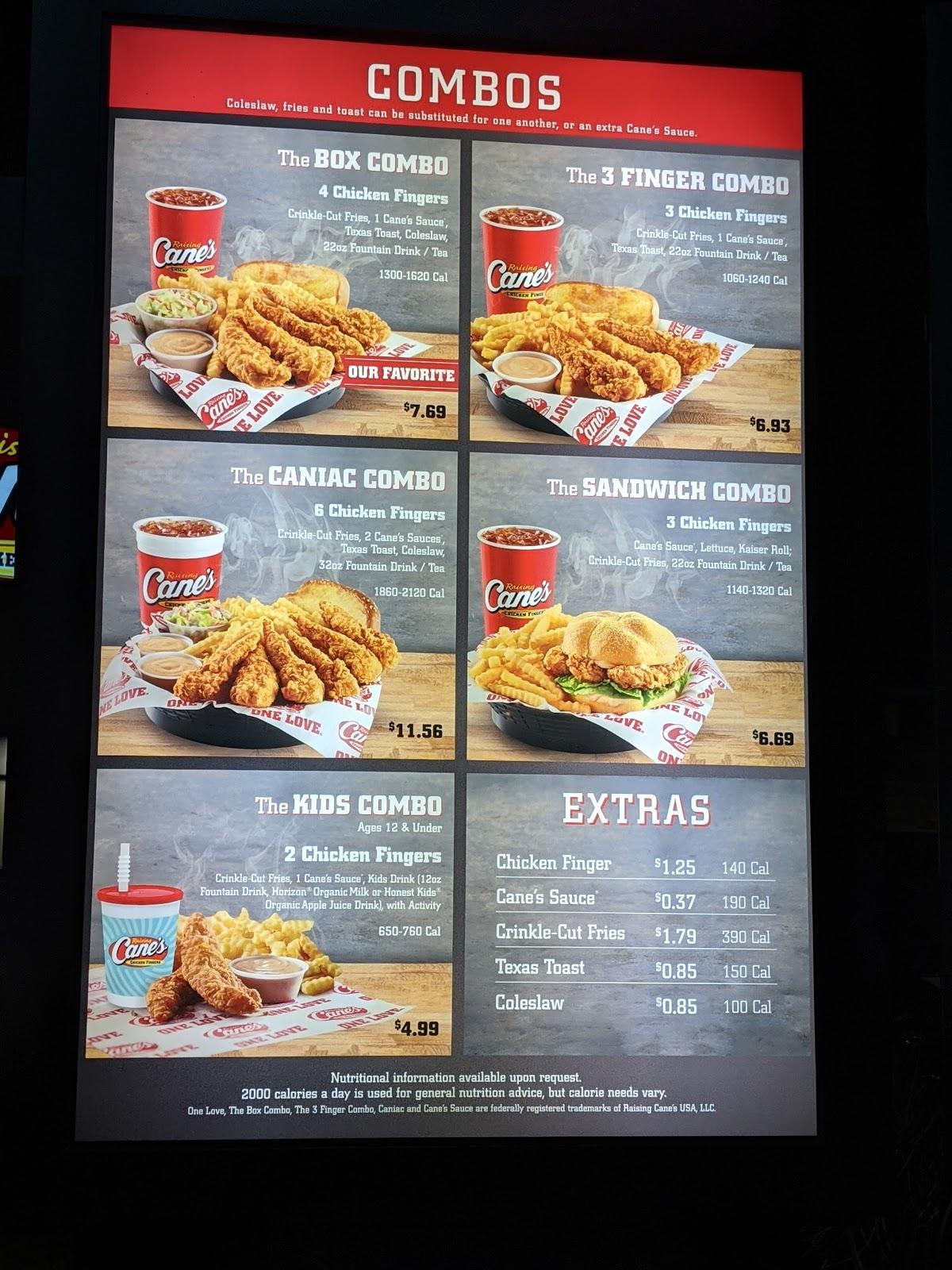 Menu At Raising Canes Chicken Fingers Fast Food Bowling Green