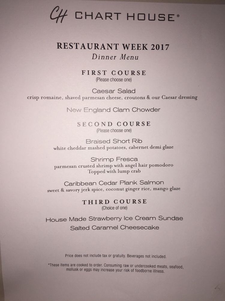 Menu at Chart House steakhouse, Alexandria