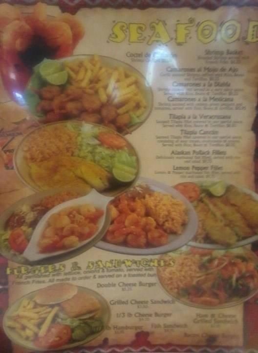 Menu at Mexico Chiquito restaurant, Lowell