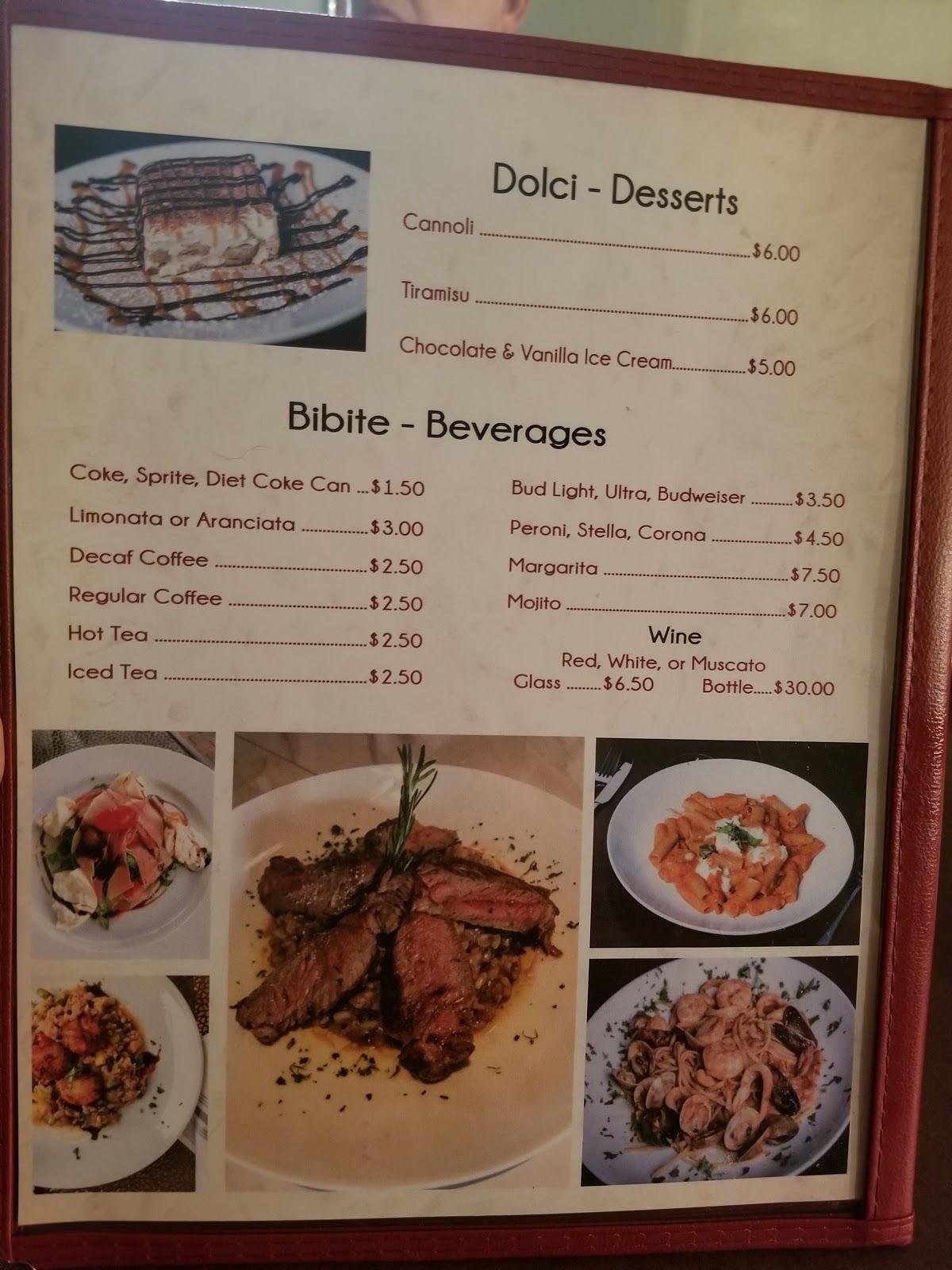 Menu at Trattoria Buon Gusto restaurant, Ireton