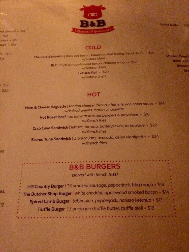 Menu At B&B Butchers & Restaurant, Houston