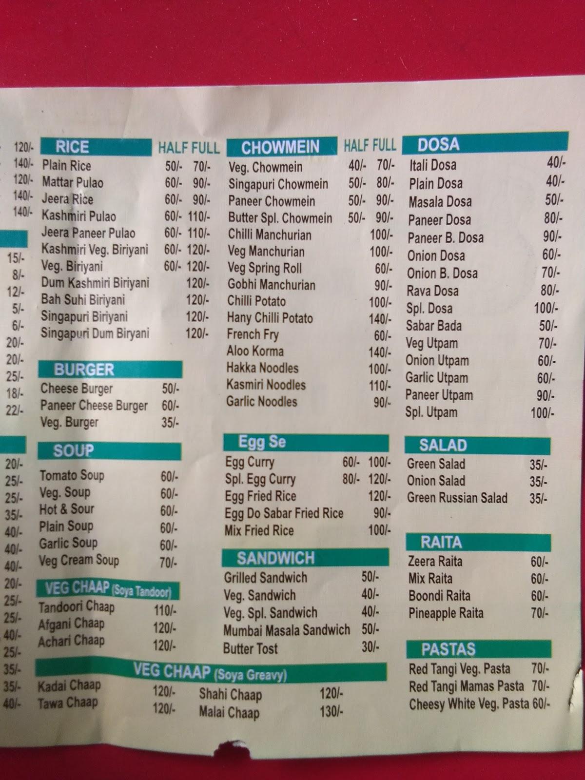 Menu at New Green Chilli Restaurant & Caterers, Ghaziabad