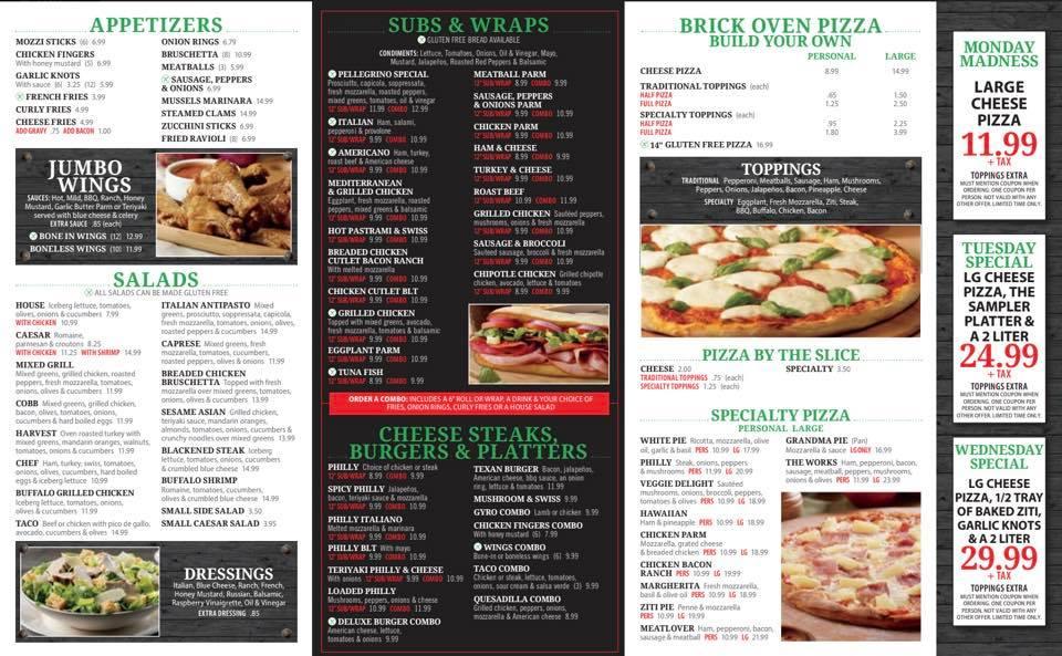 Menu at Pellegrino & Son's Pizzeria, Middletown
