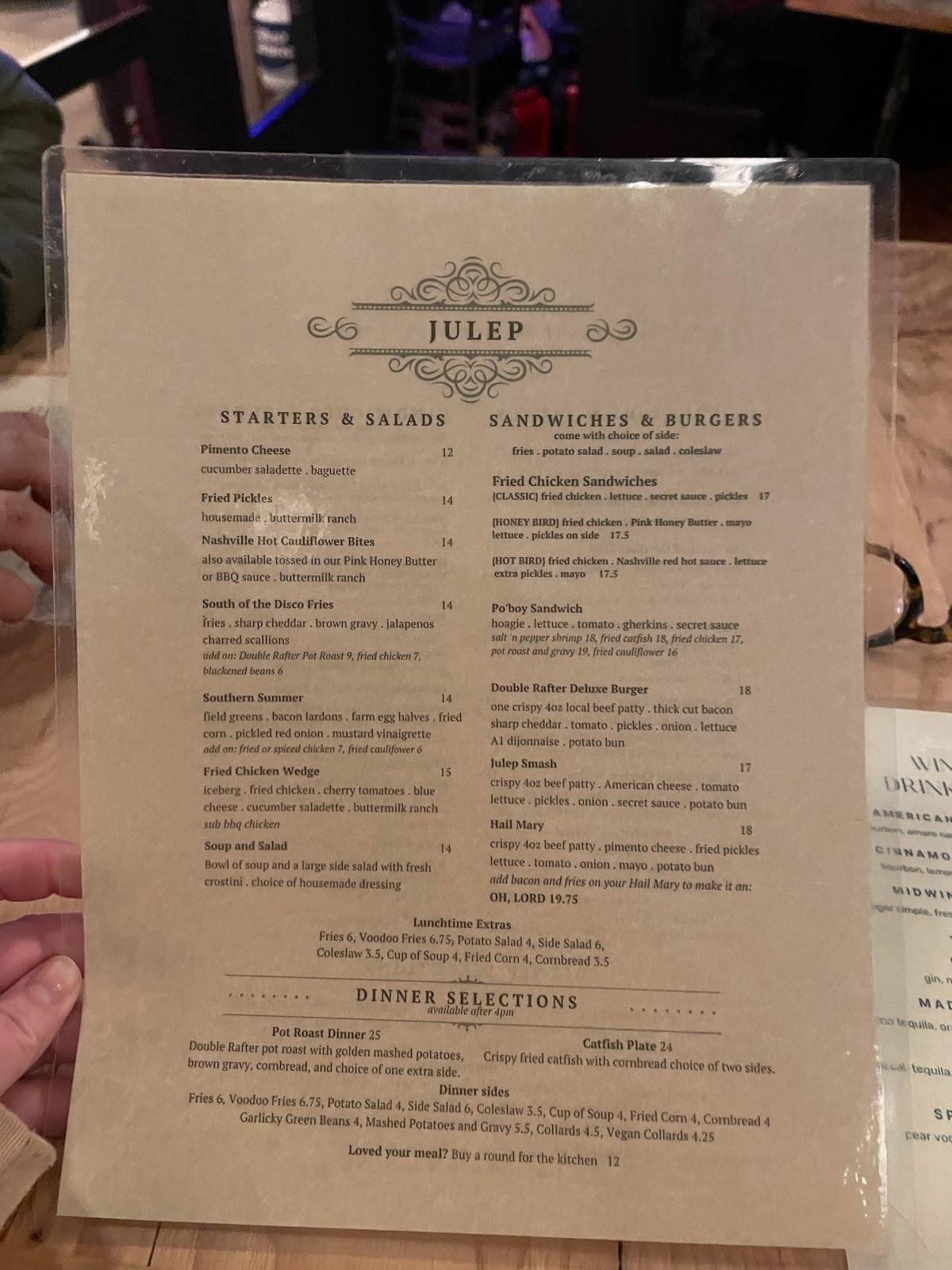 Menu at Julep Kitchen & Bar, Ellensburg
