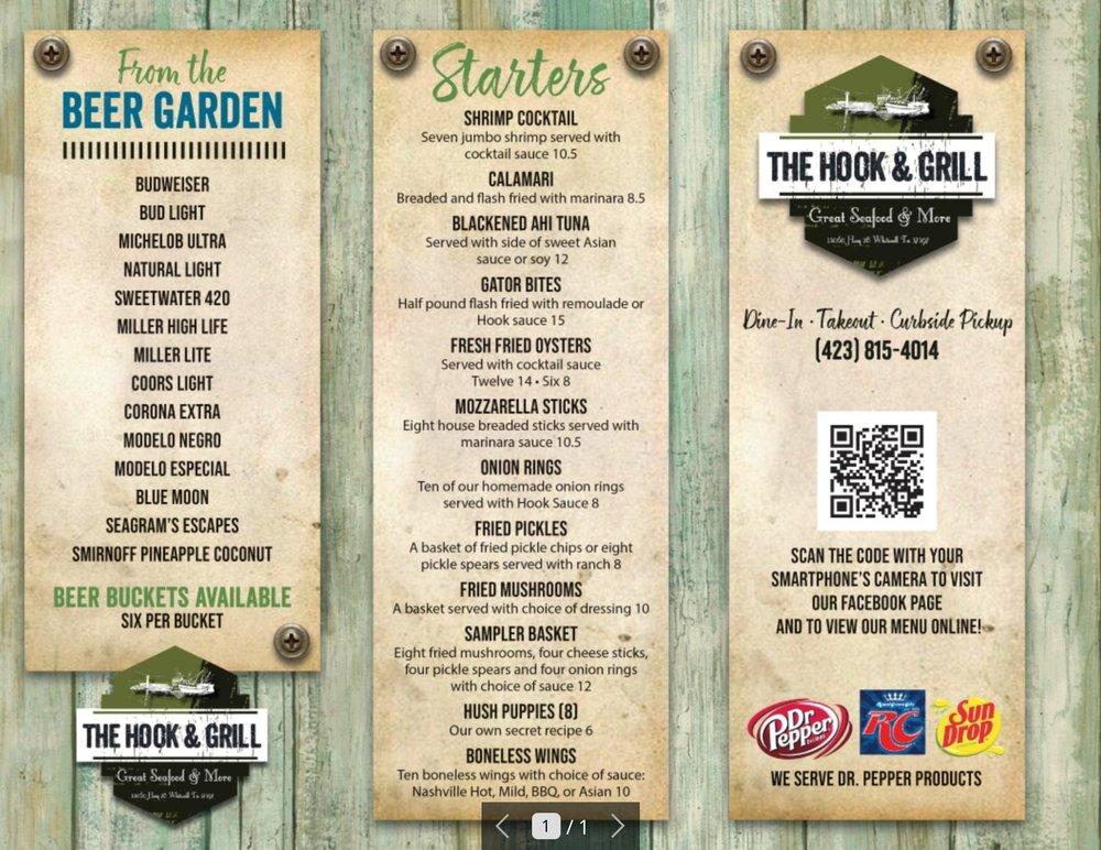 Menu at LANDING ZONE GRILL restaurant, Whitwell