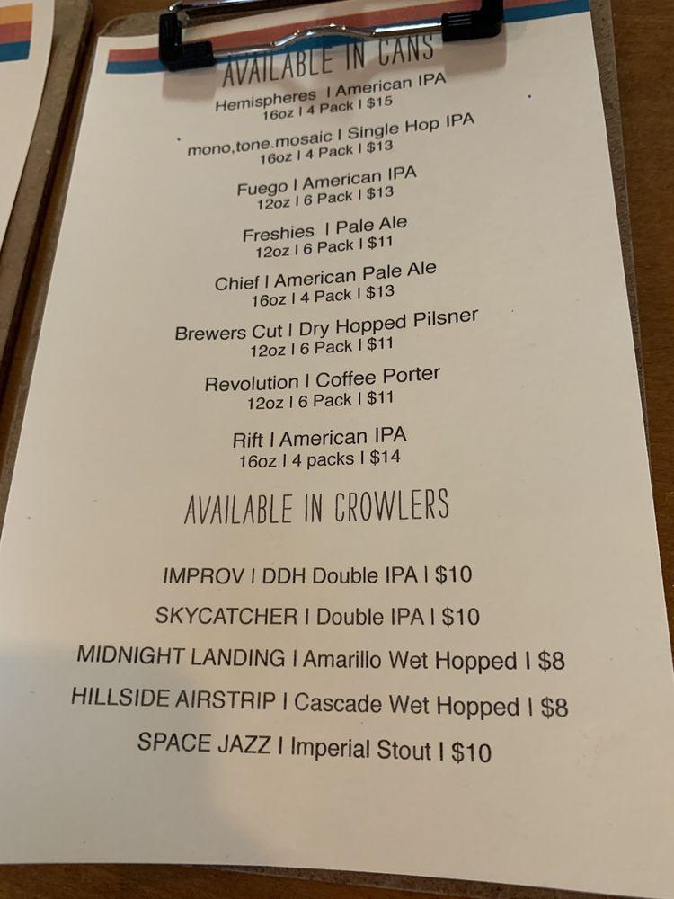 Menu at Tonewood Brewing restaurant, Oaklyn