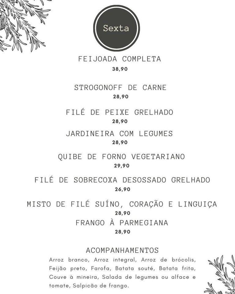 Restaurante Tempero na Medida cardápio