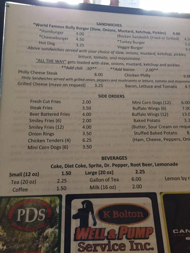 Menu at Dawsonville Pool Room restaurant, Dawsonville