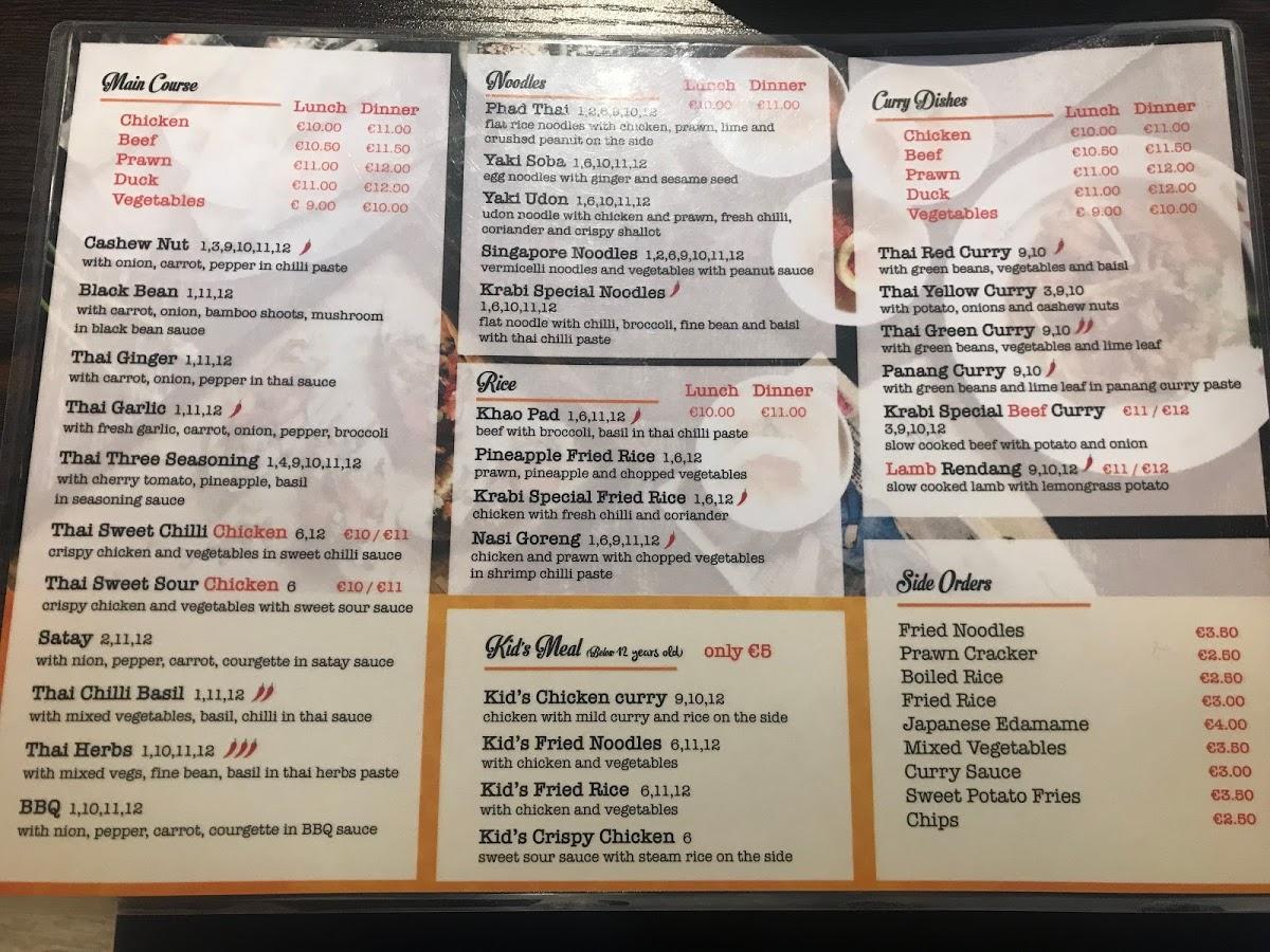 Menu at Kobe Asian Street Food restaurant, Portlaoise