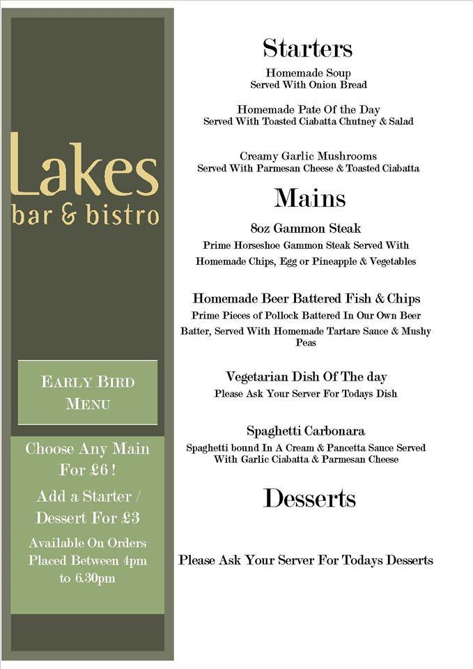 Menu at Lakes Bar & Bistro, Keswick