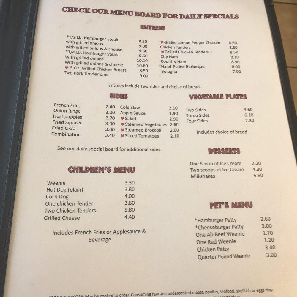 Menu at Parker's Home Cookin' Restaurant, Stokesdale