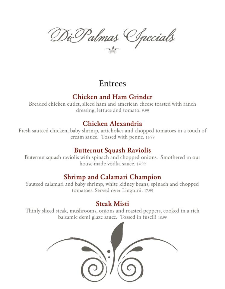 Menu at DiPalma's Restaurant & Pizzeria, Southbury