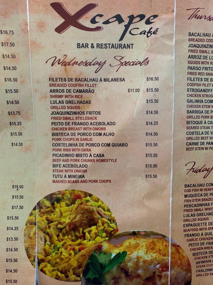 Menu at Xcape Cafe, Newark