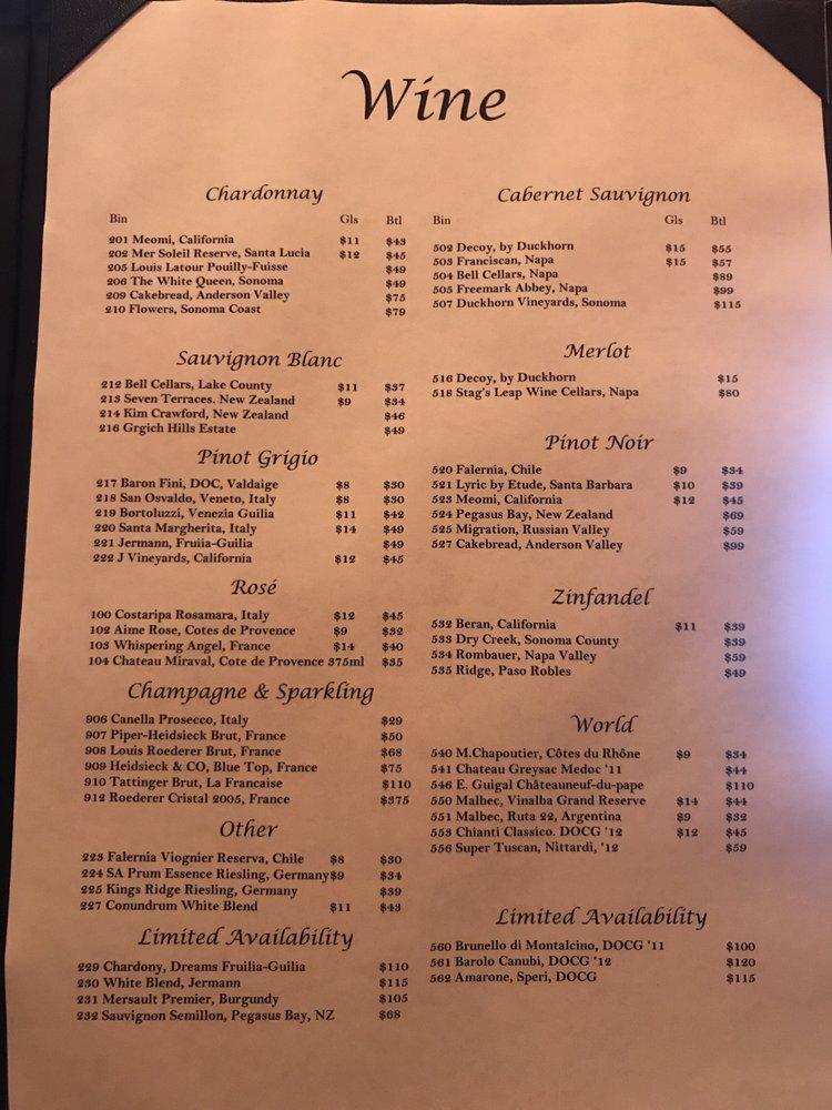 Menu at Maison Martinique Fine Dining restaurant, Vero Beach
