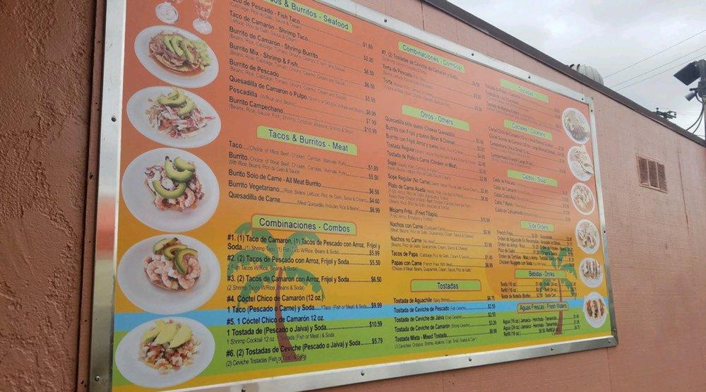 Menu at Tacos Ensenada restaurant, El Monte, Main St