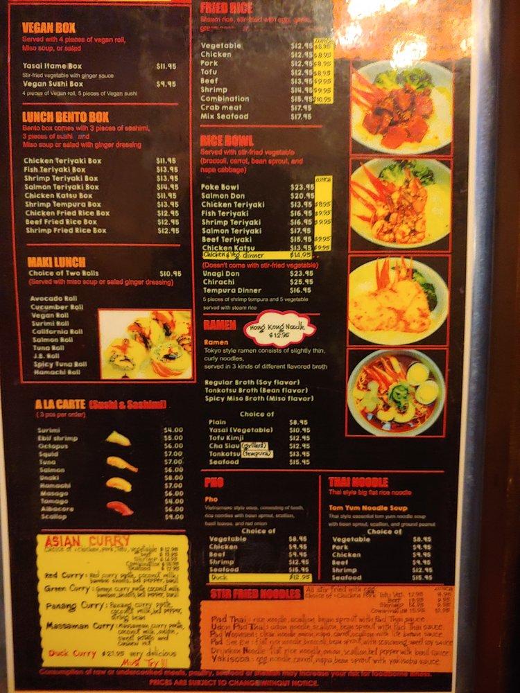 Menu at Tempura House / Siam Cuisine Thai & Sushi restaurant, Alamosa